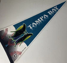  Vintage Tampa Bay Devil Rays Felt Pennant 1995 MLB 30”x12” Rare Logo Trench