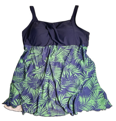 PERONA Women's Plus Size Swimdress Swimsuit Retro Print Swimwear 26W-668