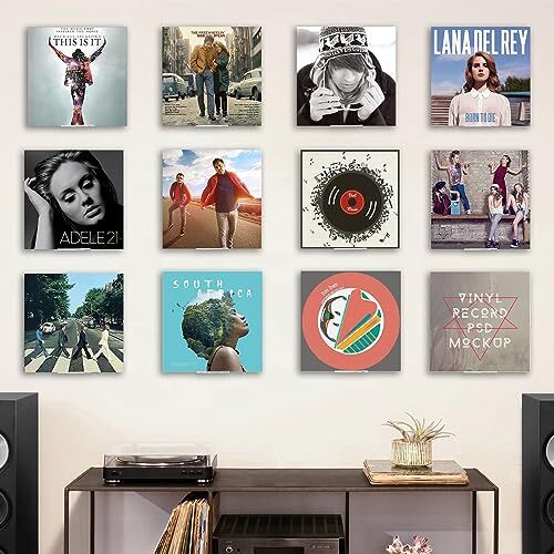 Vinyl Record Shelf Wall Mount,12 Pack Acrylic Vinyl Record Holder Wall