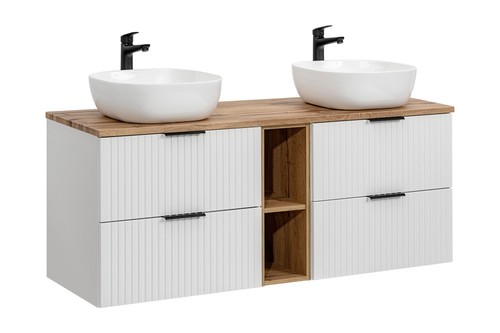 MONTIERT Design Badmöbel Set ADEL WEISS 140 cm MDF SOFT-CLOSE WASCHTISCH - Bild 3 von 3