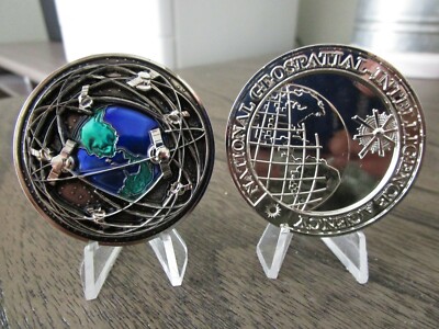SIGINT GEOINT 3D  Satellite Geospatial Space Grid NGA NSA Challenge Coin