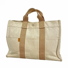Hermes Hermès New Foule MM Tote Bag, Canvas, Beige, Women's GZl1drgh