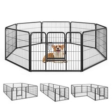 8 Panel 24" Height Heavy-Duty Metal Puppy Pen Fence Portable Foldable for pet