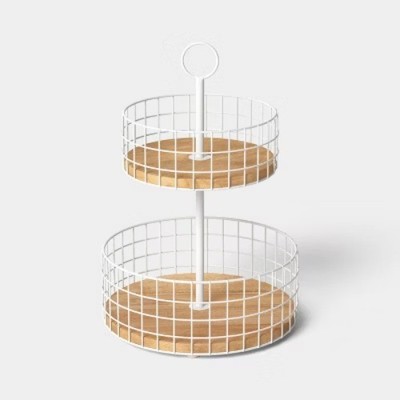 Cream Wire 2 Tier Basket - Room Essentials