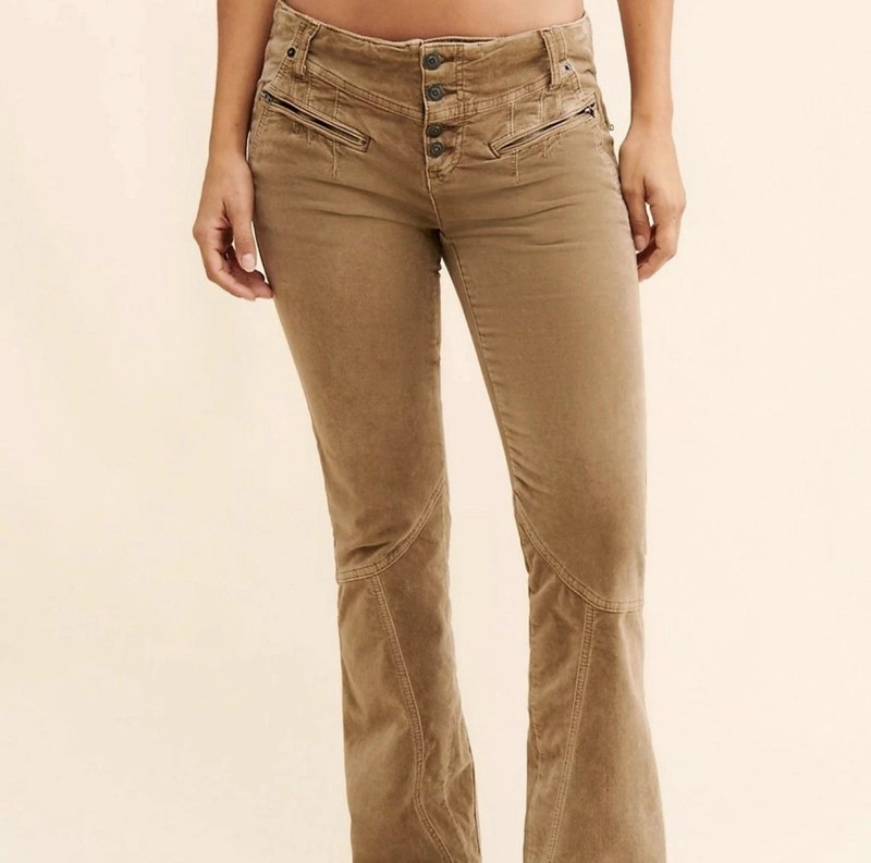 NWOT Free People Hit Back Slim Flare velvet corduroy pants Size 6