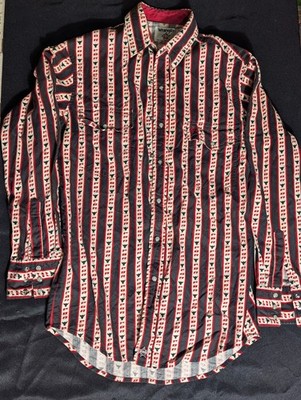 Rare Vtintage PBR Wrangler Snap Shirt Western Bull Rider Rodeo L Logo Used 