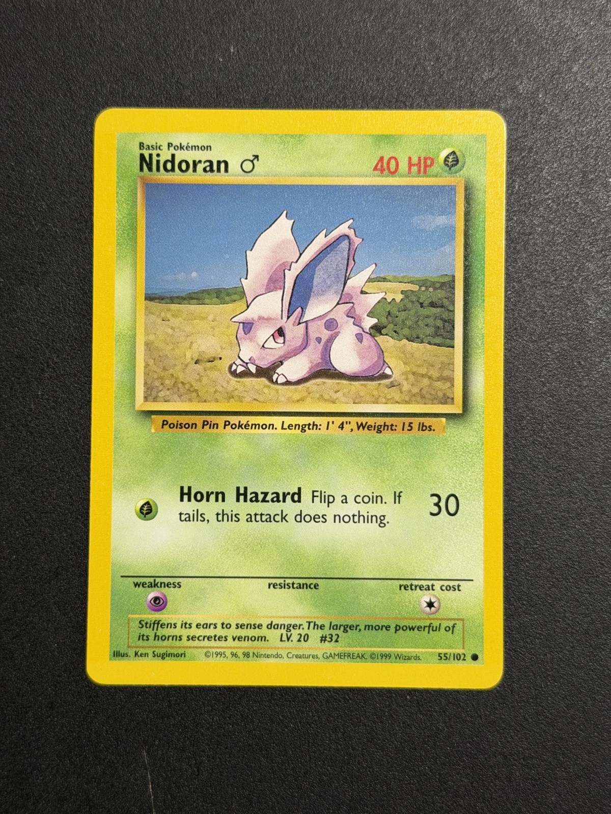 Nidoran 55/102 Pokemon Base Set Unlimited Common NM/MINT 1999