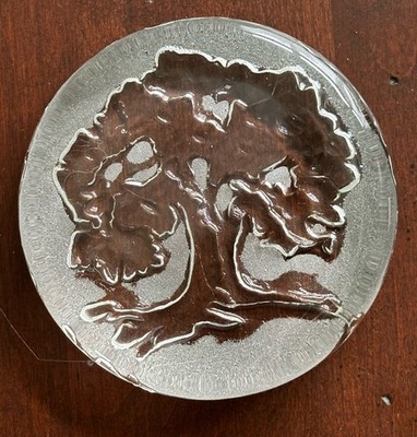 VTG Shirley Elford Signed  Landscape Ontario  Tree Frosted Art Glass Paperweight