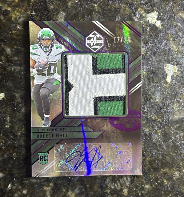 2022 Panini Limited Breece Hall Rookie Auto Patch /25 New York Jets #148