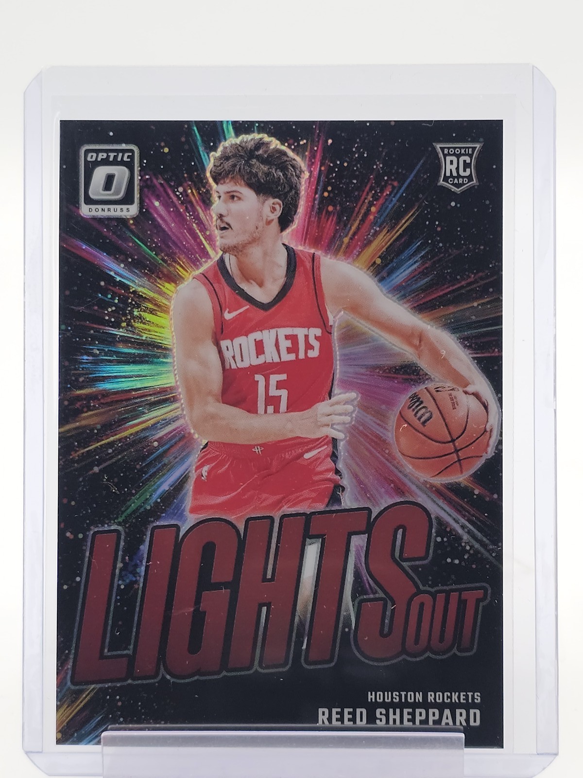 REED SHEPPARD 2024-25 DONRUSS OPTIC LIGHTS OUT ROOKIE RED PRIZM /99 #13 Q4832