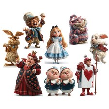 Wonderland Cardboard Cutouts Alice Mad Hatter White Rabbit Queen of Hearts Props