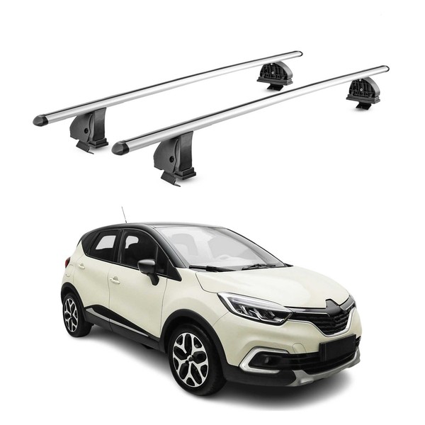 Alu DachträGer FüR Renault Captur I 2013-2019 TÜV T-Nut 75 Kg 2Tlg Silber-image