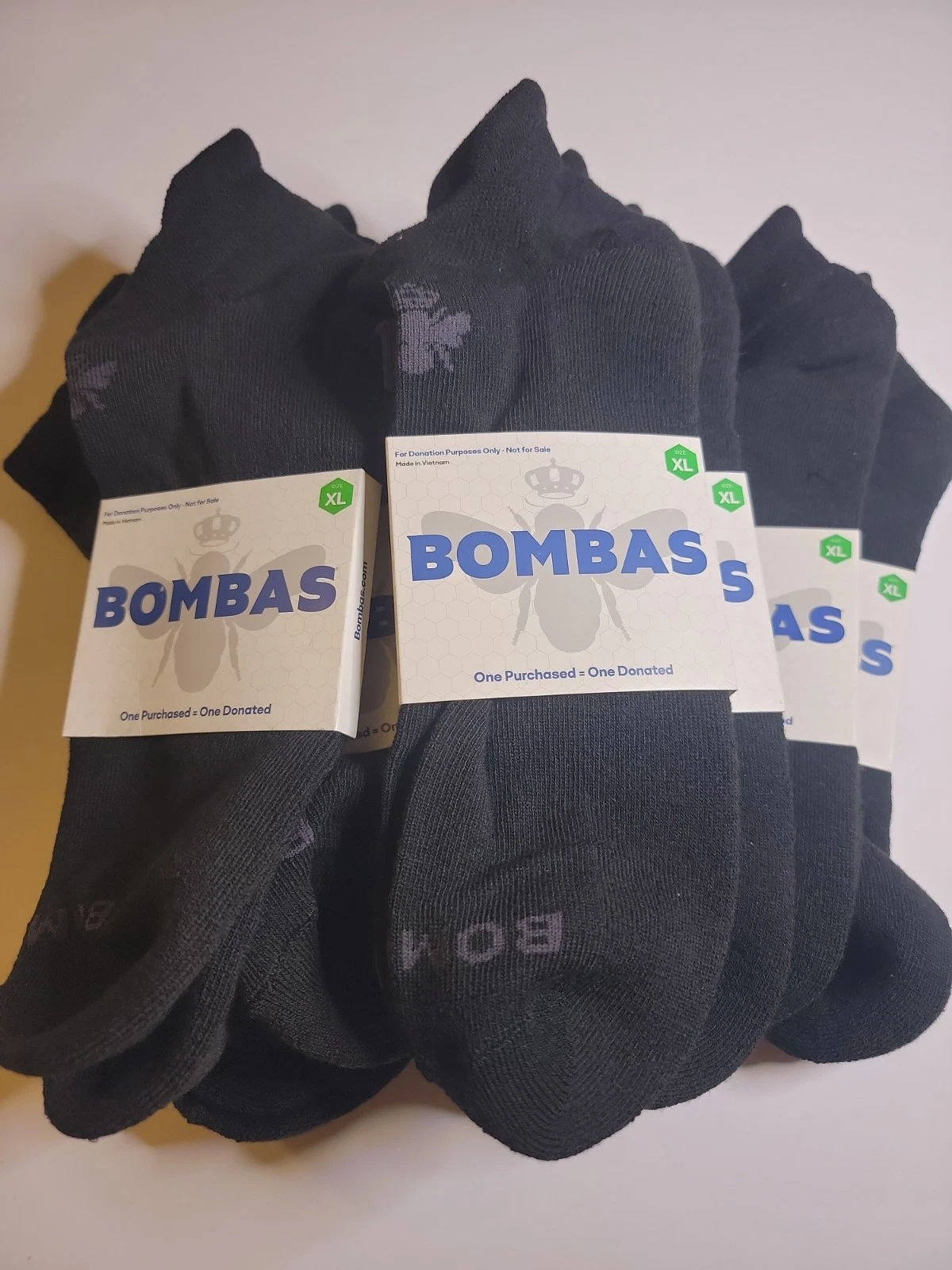 Bombas Lot Of 10 Antimicrobial Black Ankle Socks Mens Size XL New.