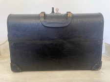 Antique/Vintage Pandora Black Leather Doctor's Bag w/ Lock & Key Rare READ