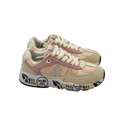 Premiata Kids Suede Sneakers Beige And Pink Art. Diva