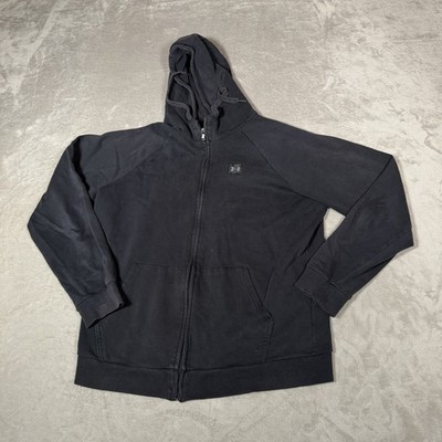 Under Armour Hoodie Mens Large Black UA Rival Fleece Full Zip Sweatshirt