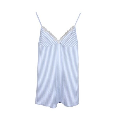 Caro Cuore Striped Babydoll Mini Dress Blue White Womens Size S Y2K 90s Lace