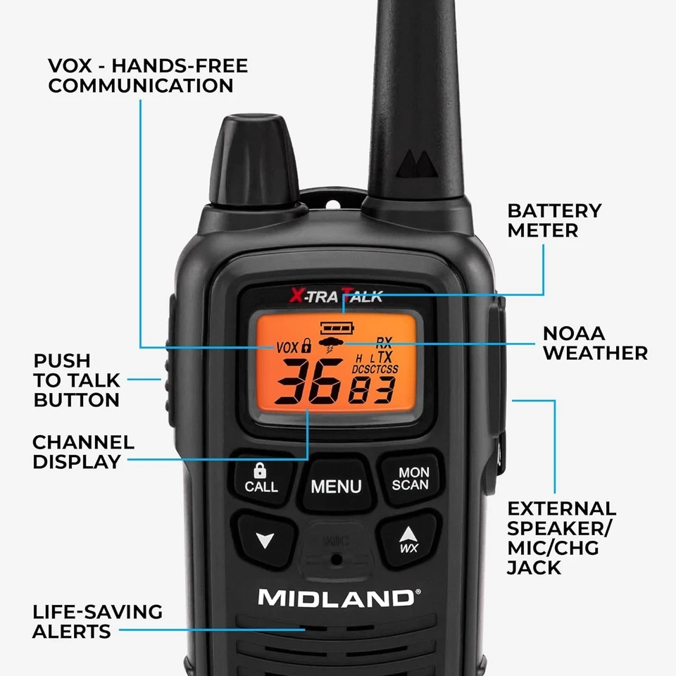 Black FRS Walkie Talkies - NOAA Weather Alerts, 36 Channels - Image 4 of 4