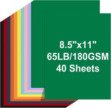 Colored Cardstock 8.5 X 11, 40 Sheets, 10 Assorted Colors Construction Paper, 65