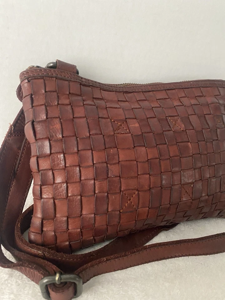 Bolso Bandolera Ashwood Heritage England Cuero Tejido Marrón Boho Foto 3 de 4