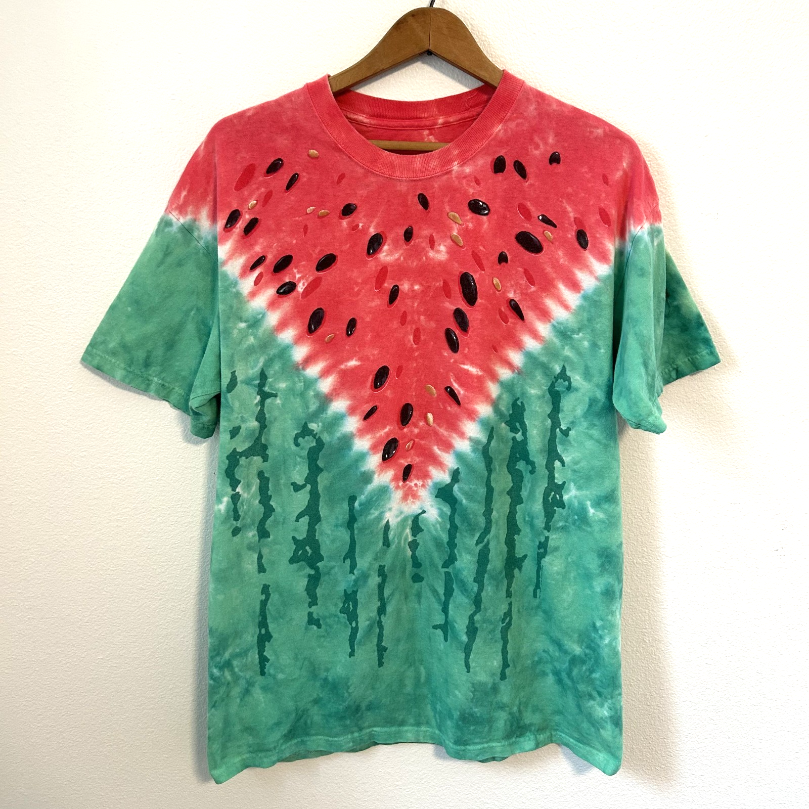 Liquid Blue Watermelon AOP Tie Dye Shirt Mens Large Double Sided Tee Green Red