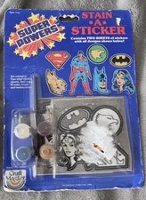 Vintage 1984 Super Powers Craft Master Stain A Sticker Kit. NOC!