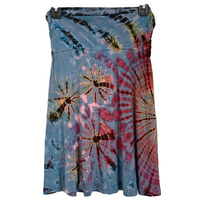 Kathmandu Boho Tie Dye A-Line Skirt Womens Size S Blue Pink Boho Rayon Stretch