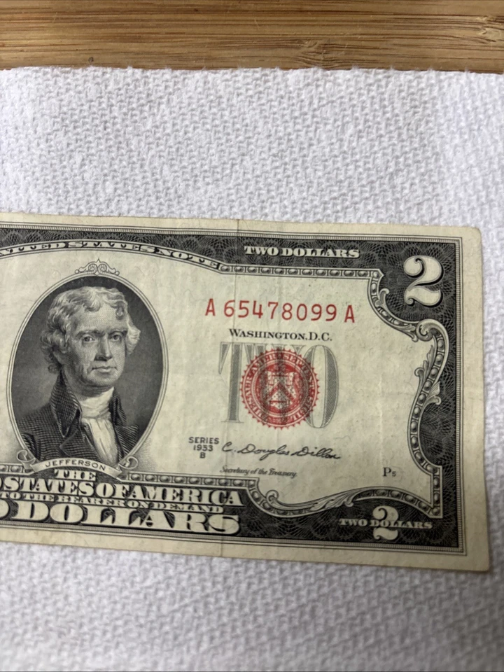 "Rare" 2$  1953 B Red Note Bill, Serial #A 65478099A, No Rips Or Tears! - Image 4 of 4