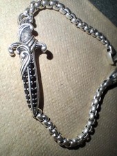 David Yurman Waves Dagger Bracelet - Sterling Silver w/ Pavé Black Diamonds