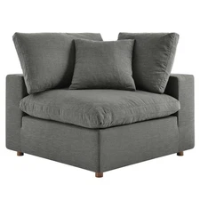 Pemberly Row 3-Piece Fabric Down Filled Sectional Sofa Set in Gray