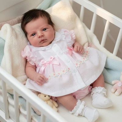 TINY CHICK Premature Baby Girl Dress Frilly Lace Bows Prem Early Tiny Small Preemie PINK