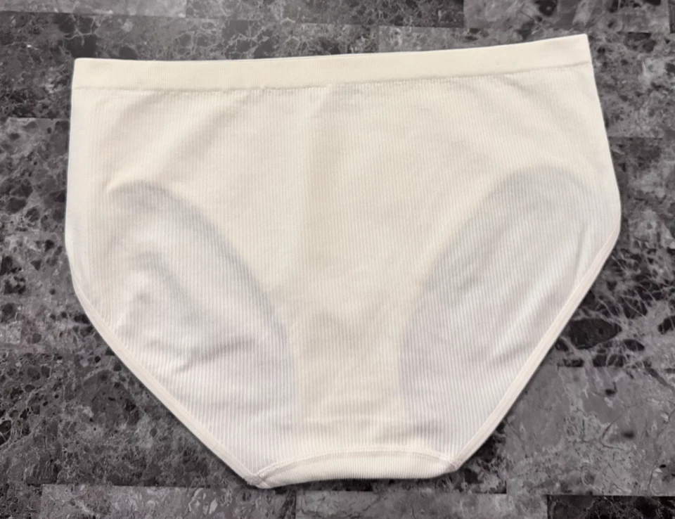 NWOT GAP BODY L IVORY RIBBED STRIPE LOGO HARDWARE STRETCH SEAMLESS BRIEF PANTIES - Image 4 of 4