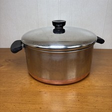 Revere Ware Copper Bottom 4 1/2 Qt Quart Stock Pot w/ Lid Pre 1968 Vintage