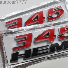2PCS 345 HEMI Emblems Set For Side Fender Left & Right Badges Chrome Black Red