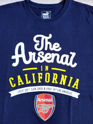 EUC RARE Arsenal in California 2016 Soccer Preseason Puma Navy Blue T-shirt XL