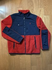 Polo Ralph Lauren Kids Red Navy Fleece Colorblock Zip Up Jacket L 14 16