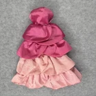 VTG Barbie Doll PJ Sweet Roses Pink Satin Tiered Ruffle Dress Ball Gown #7455