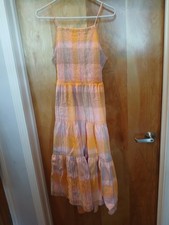 WOMAN'S UNIVERSAL THREAD SUN DRESS MEDIUM PASTEL PLAID SLEEVELESS CUTOUT IN BACK