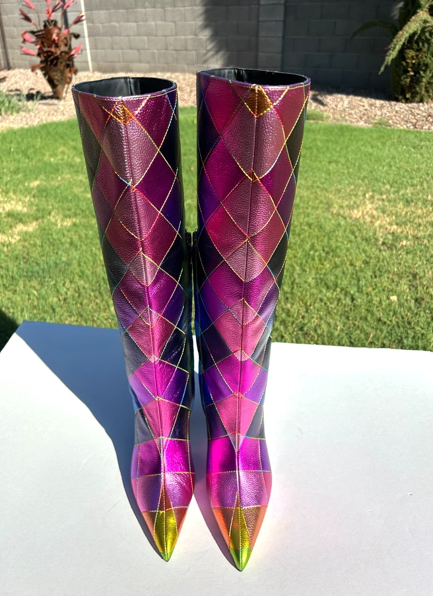 Kurt Geiger London Regent Rainbow Knee Hi Boots US 6 EU 36 Multicolor $388 NEW