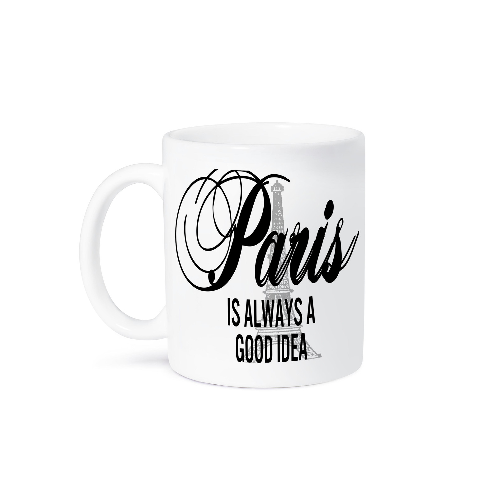 Paris Eiffel Tower Mug - Gray Design with Inspirational Quote