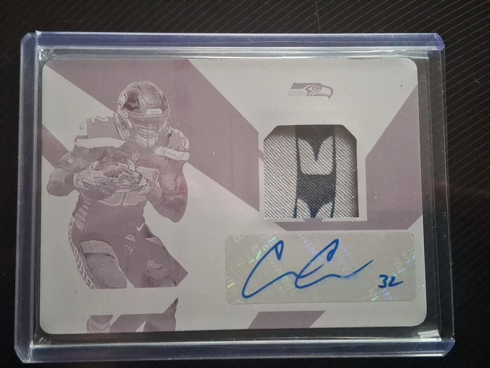 2019 Panini -One of One- Seattle Seahawks -1 de 1 -PLACA DE IMPRESSÃO DE JERSEY AUTOMÁTICO  - Imagem 2 de 4