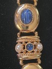 NIB Joan Rivers Vintage Blue Cabochons Faux Pearls Gold Tone Statement Bracelet — photo 8