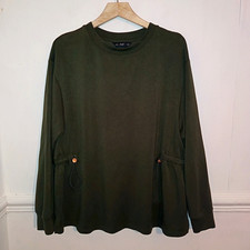 F F Womens Jumper Green Size UK 14 Popover Sweater Forest Activewear Heritage