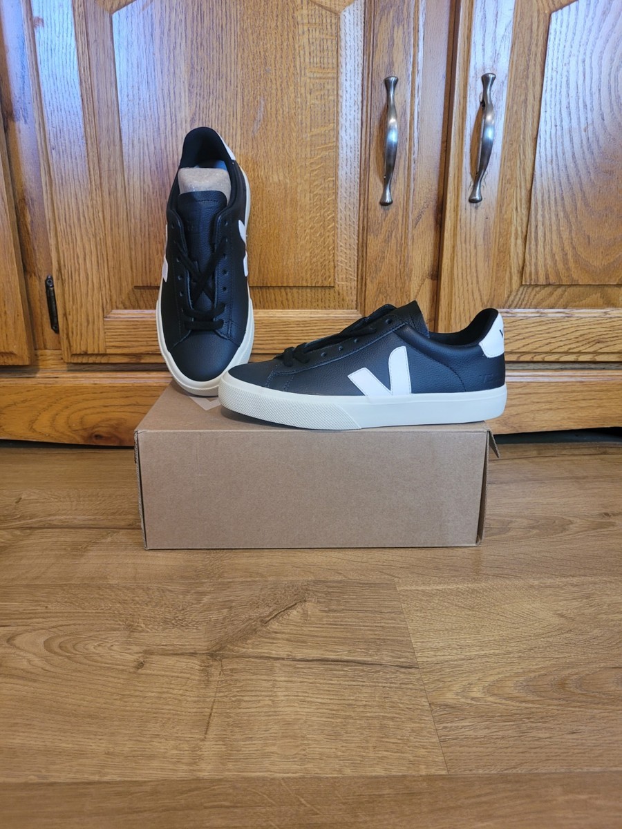 VEJA EU 38/Womens Size Campo Chromefree Leather Black White