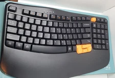 Ergonomic Wireless Keyboard with Wrist Rest, Wave Keys for Comfortable Natural T