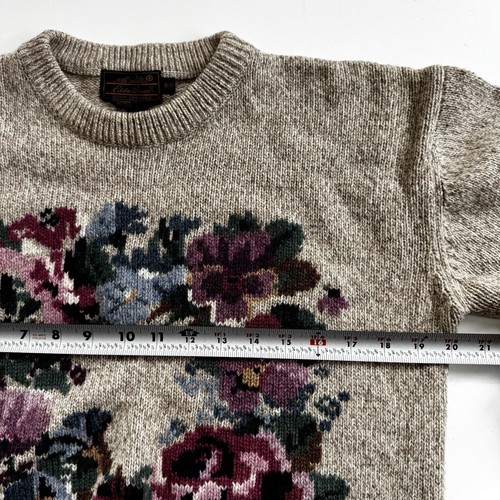 Vintage Eddie Bauer Floral Cottagecore Wool Sweater -Med, 85% Wool - Picture 6 of 10