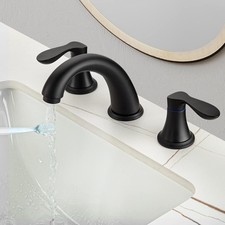 Bathroom Sink Faucet w/2 Lever Handles Pop-Up Drain Cupc Water Supply Line Black