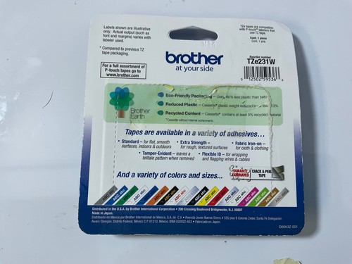 Cinta laminada Brother TZE231 impresión negra sobre blanca para fabricante de etiquetas P-touch - Imagen 3 de 4