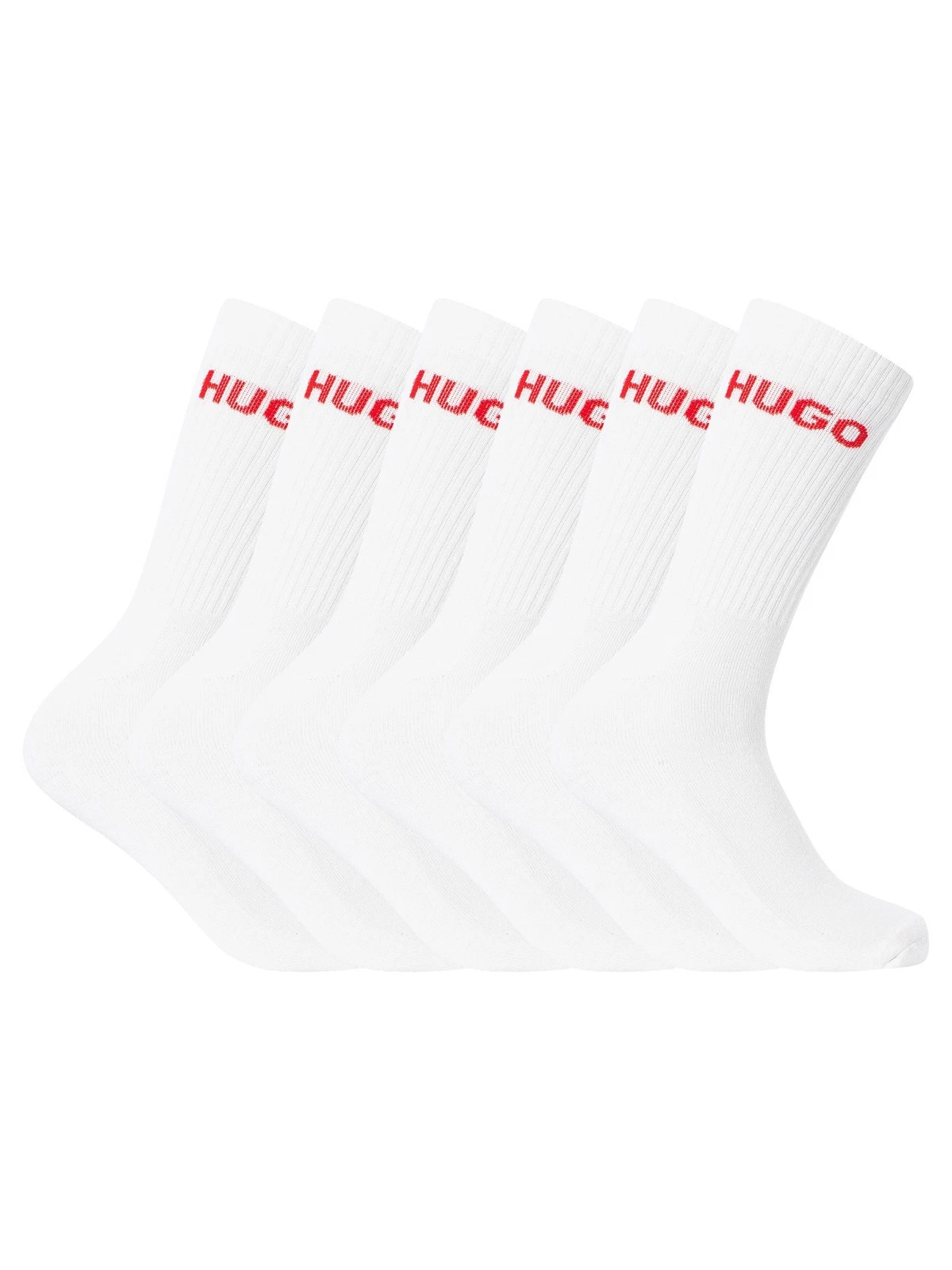 HUGO Men's 6 Pack Cotton Socks, White