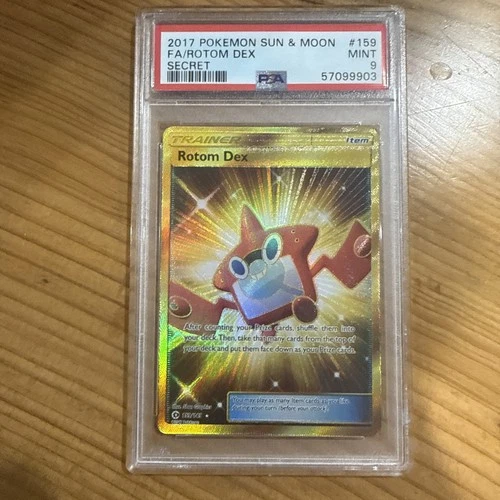 Rotom Dex 159/149 Sun & Moon Gold Secret Rare Pokemon TCG PSA 9 MINT GRADED
